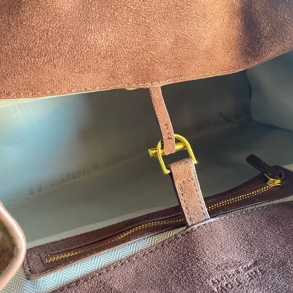 Classic Brown Suede Tote Bag - Structured Women's Handbag - Picture 4 of 13